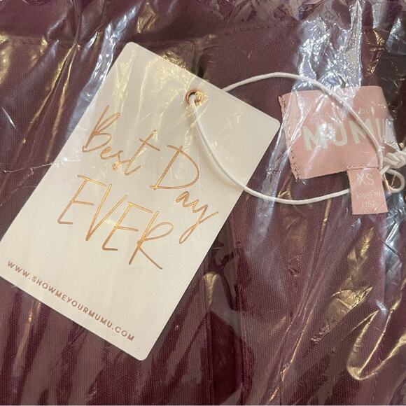 SHOW ME YOUR MUMU Emily Empire Maxi Dress in Merlot Chiffon Burgundy Size XS NEW - Picture 8 of 9